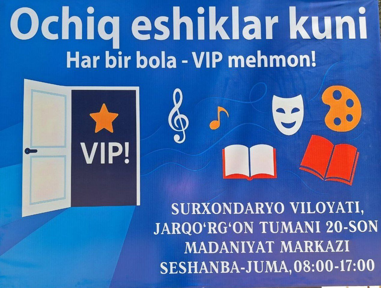 #Dolzarb_90_kun #Yoshlar_biz_bilan Madaniyat_markaziga_kelgan_har_bir_bola_VIP_mehmon