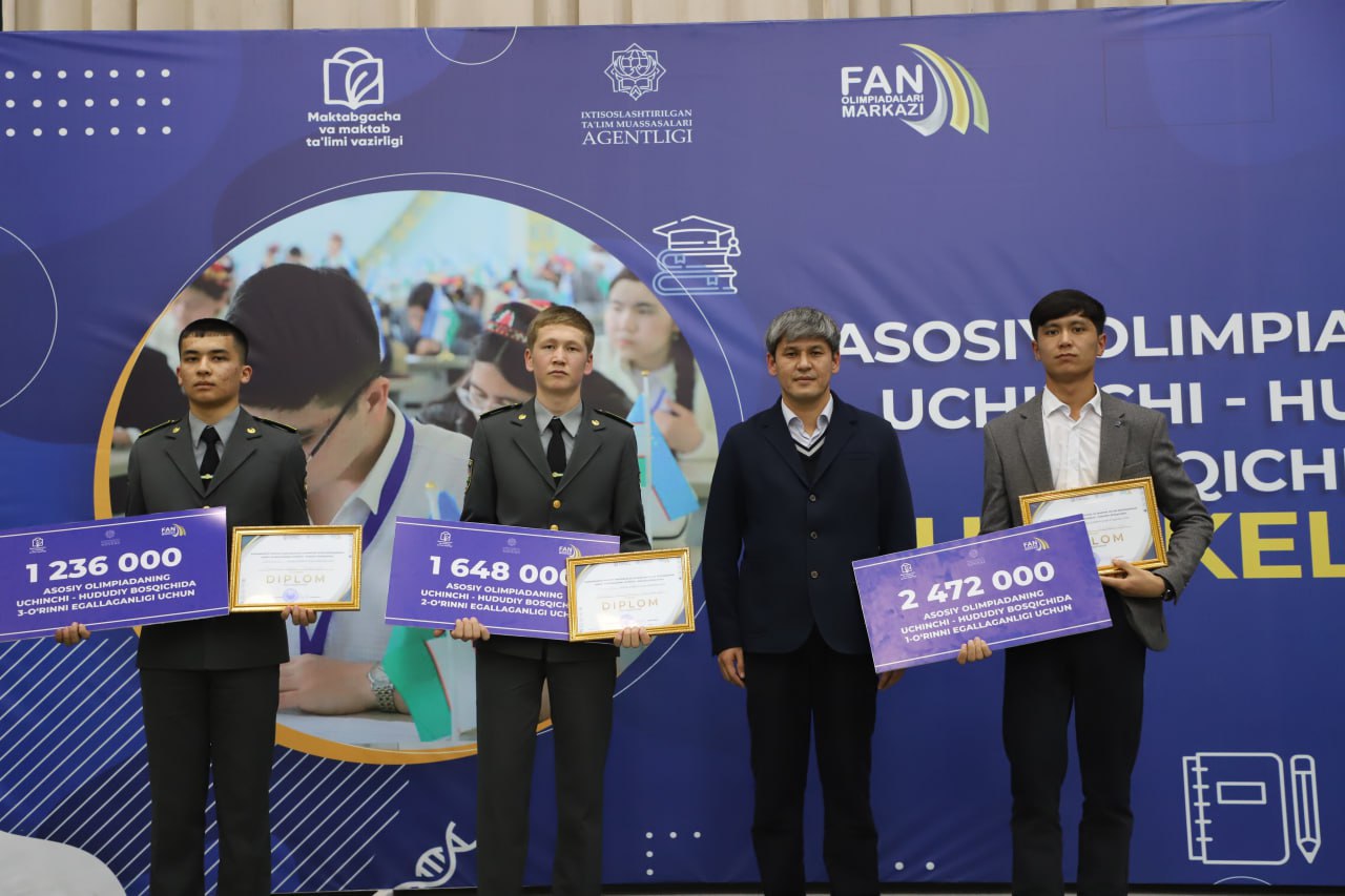 Asosiy olimpiadaning viloyat bosqichi g‘oliblari taqdirlandi